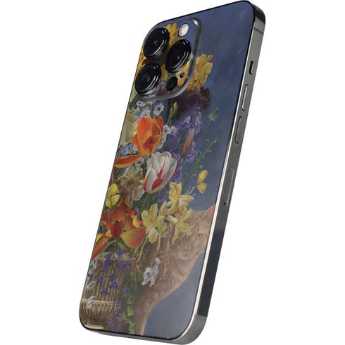 Tabby Cat with Flowers by Nene Thomas iPhone 14 Pro Skin